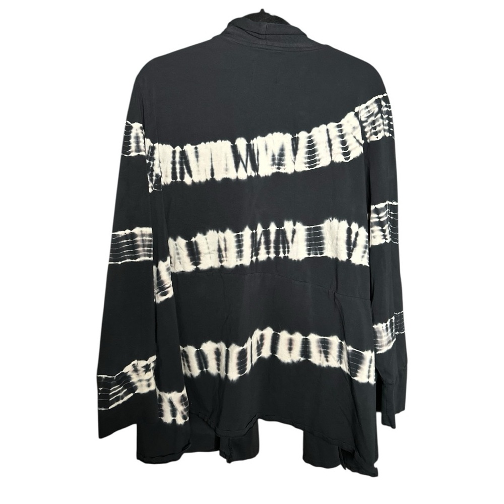 Seed To Style Organic Cotton Tie Dye Black White Open Front Cardigan 3X - Picture 3 of 7
